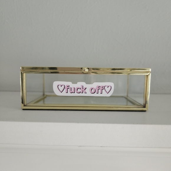 NWOT Gold Trim Glass Jewelry/Trinket Box - Picture 1 of 7